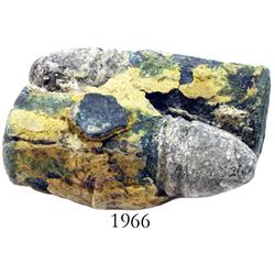 Encrusted clump of 2 complete .56 cal spencer bullets cartridges in ...