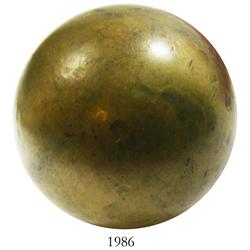 Large brass cannonball from Ecuador.