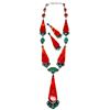 Image 1 : Navajo Turquoise Red Spiny Lariat Necklace Earrings Set Vernon Clarissa Hale