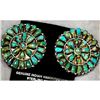 Image 2 : Navajo Large Turquoise Cluster Earrings Sterling Silver 1.5" Signed Native