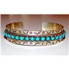 Image 1 : Zuni Snake Eye Turquoise Ingot Sterling Cuff Bracelet Native American