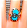 Image 4 : Zuni Snake Ring Size 7.5 Effie Calavaza Sleeping Beauty Turquoise Sterling Silver