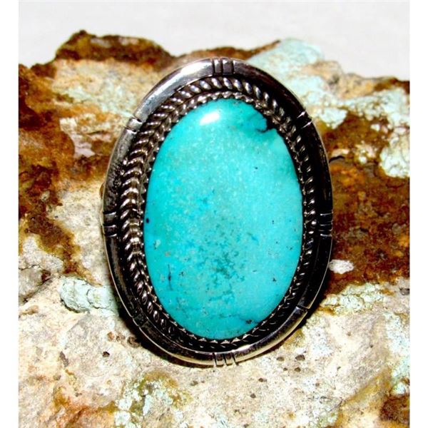 Massive Navajo Royston Turquoise Statement Ring Sz 10 Sterling Silver