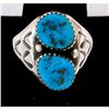 Image 2 : Navajo Kingman Turquoise Men Ring Size 11 Sterling Silver Signed