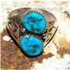 Image 4 : Navajo Kingman Turquoise Men Ring Size 11 Sterling Silver Signed
