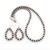 Image 2 : Navajo 6mm Pearls Necklace & Earrings Set Sterling Silver Beads N. Garcia