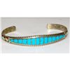 Image 1 : Zuni Turquoise Bracelet Inlay Sterling Native American Signed Stacker