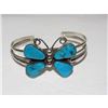 Image 5 : Navajo Kingman Turquoise Butterfly Cuff Bracelet Sterling Silver Signed