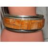 Image 3 : Navajo Orange Spiny Inlay Stacker Cuff Bracelet Sterling R. Begay