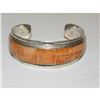 Image 8 : Navajo Orange Spiny Inlay Stacker Cuff Bracelet Sterling R. Begay