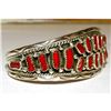 Image 2 : Navajo Mediterranean Coral Cuff Cluster Bracelet Sterling Silver Signed