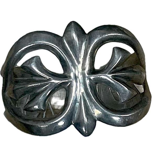 Early Navajo Sterling Silver Sand Cast Cuff Bracelet Vintage