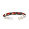 Image 1 : Navajo Mediterranean Coral Stacker Cuff Bracelet Sterling Silver Native American