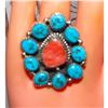Image 5 : Navajo Cluster Ring Sz 7 Orange Spiny Oyster Kingman Turquoise Sterling Silver