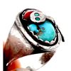 Image 2 : VTG Zuni Snake Ring Sz 10.5 Turquoise Coral Sterling Silver Effie Calavaza