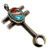 Image 1 : Navajo Tufa Cast Dragonfly Cross Pendant Naja Red Mountain Turquoise