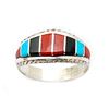 Image 1 : Zuni Coral Inlay Ring Sz 9 Sterling Silver M. Peynesta Native American