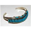 Image 2 : Vintage Zuni Petit Point Turquoise Cuff Bracelet Sterling Silver