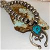 Image 1 : Navajo Squash Blossom Necklace E Hale Number 8 Turquoise Sterling Silver 110 G