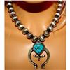 Image 7 : Navajo Squash Blossom Necklace E Hale Number 8 Turquoise Sterling Silver 110 G