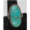Image 1 : Navajo Kingman Turquoise Statement Ring Sz 9 Sterling Silver R Yazzie