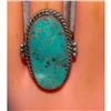 Image 4 : Navajo Kingman Turquoise Statement Ring Sz 9 Sterling Silver R Yazzie