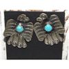 Image 1 : Vintage Navajo Thunderbird Post Earrings Sterling Silver Turquoise