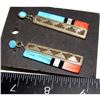Image 2 : VTG Navajo Orange Spiny & Turquoise Dangle Earrings Sterling Silver E. Jackson
