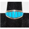 Image 1 : Zuni Turquoise Inlay Ring Sz 9 Sterling Silver M. Peynesta Native American