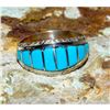 Image 3 : Zuni Turquoise Inlay Ring Sz 9 Sterling Silver M. Peynesta Native American