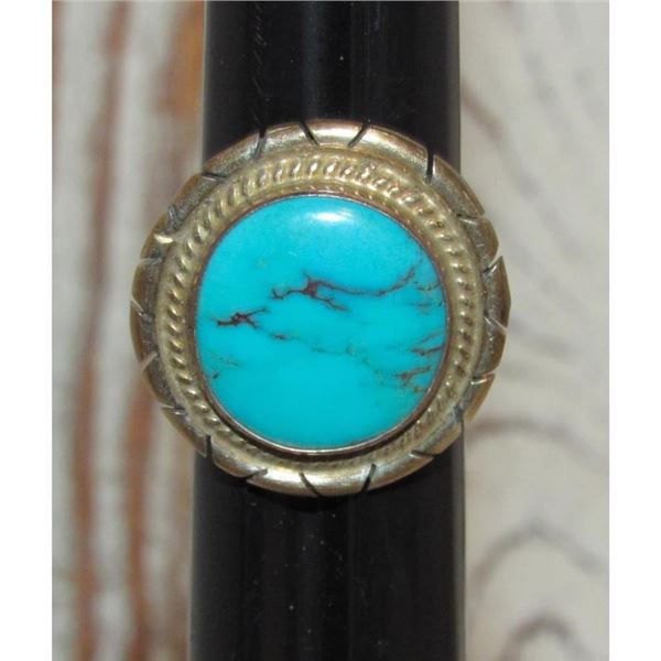 Navajo Kingman Turquoise Ring P. Skeets Sterling Silver Native American