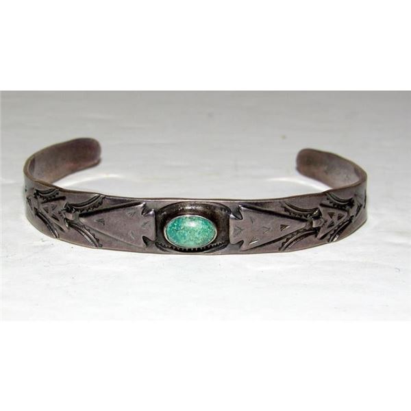 Fred Harvey Era Bracelet Navajo Sterling Turquoise Stacker Cuff Old Pawn