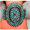 Image 3 : Navajo Turquoise Cluster Cuff Bracelet Sterling Silver Native American Signed