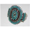 Image 4 : Navajo Turquoise Cluster Cuff Bracelet Sterling Silver Native American Signed