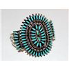Image 5 : Navajo Turquoise Cluster Cuff Bracelet Sterling Silver Native American Signed