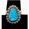 Image 1 : Navajo Kingman Turquoise Statement Ring Sz 7.5 Sterling Silver Signed Native