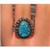 Image 3 : Navajo Kingman Turquoise Statement Ring Sz 7.5 Sterling Silver Signed Native