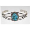 Image 1 : Navajo Kingman Turquoise Cuff Bracelet Sterling Silver Native Signed