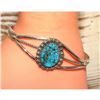 Image 3 : Navajo Kingman Turquoise Cuff Bracelet Sterling Silver Native Signed