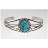 Image 4 : Navajo Kingman Turquoise Cuff Bracelet Sterling Silver Native Signed