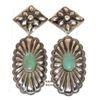 Image 1 : Navajo Statement Concho Earrings Sterling Silver Royston Turquoise 4"L