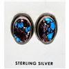 Image 1 : Navajo Golden Hills Turquoise Post Earrings Sterling Silver Tim Yazzie
