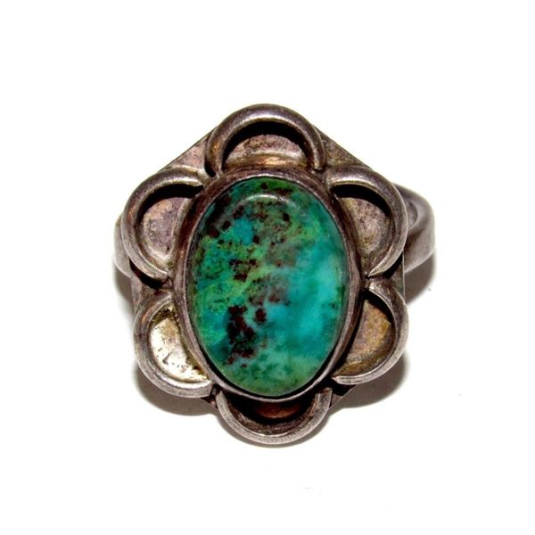 Vintage Navajo Sterling Cerrillos Turquoise Ring Sz 5 Sterling Silver