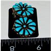 Image 2 : Old Pawn Zuni Cluster Earrings Petit Point Turquoise Sterling Clip On
