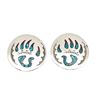 Image 1 : Navajo Earrings Bear Paw Design Turquoise Coral Inlay Joleen Yazzie
