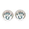 Image 2 : Navajo Earrings Bear Paw Design Turquoise Coral Inlay Joleen Yazzie