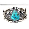 Image 1 : Navajo Royston Turquoise Cuff Bracelet Sand Cast Sterling Silver H.Bitsue