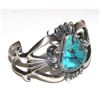 Image 2 : Navajo Royston Turquoise Cuff Bracelet Sand Cast Sterling Silver H.Bitsue