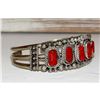 Image 2 : Vintage Navajo Mediterranean Coral Cuff Cluster Bracelet Sterling Silver