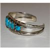 Image 3 : Navajo Kingman Turquoise Cluster Cuff Bracelet A. Chapo Sterling Silver